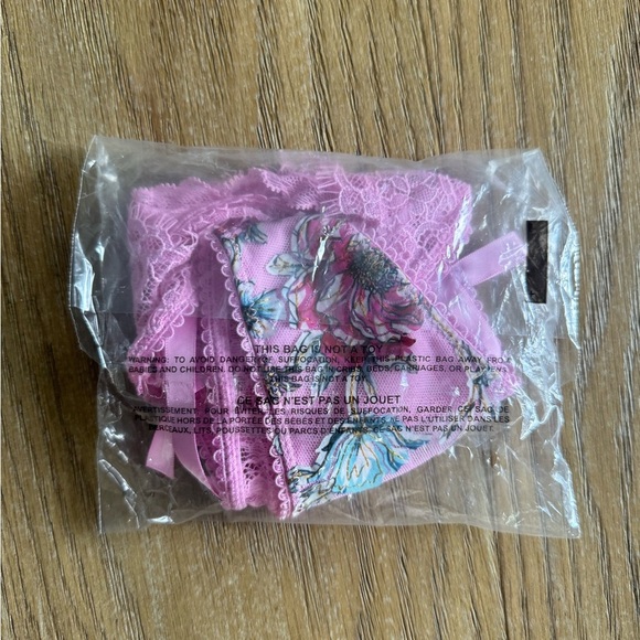 Victorias Secret Dream Angels Pink Floral Embroidery Side Tie Thong Panty - Picture 5 of 5